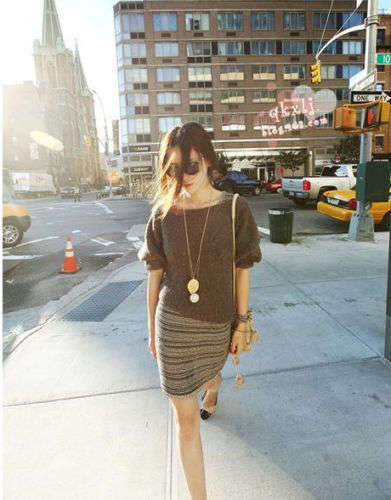 Golden Leaf Pendant Necklace Long Chain Jewelry