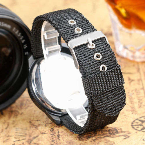 SWISS Round Dial Nylon Strap Band Men Boy Military Army Quartz Wrist Watch