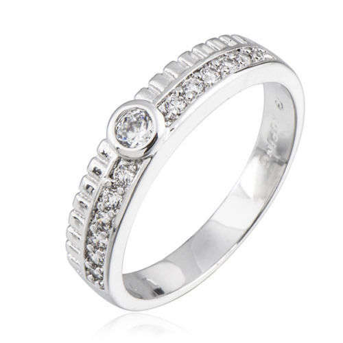 18K White Gold Filled Clear Zirconia Promise Ring Sz9