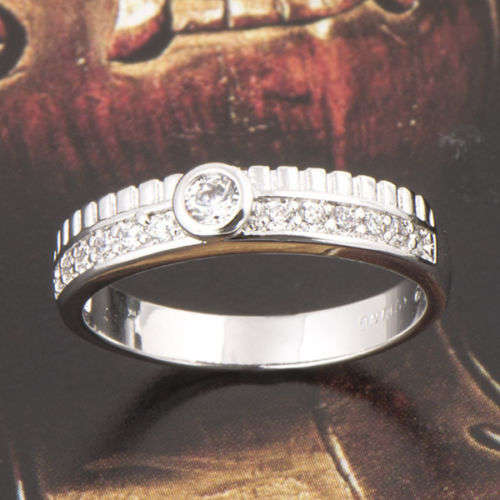 18K White Gold Filled Clear Zirconia Promise Ring Sz9