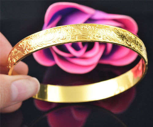 1 Set 14K Yellow Gold Filled Women Bangle Bracelet