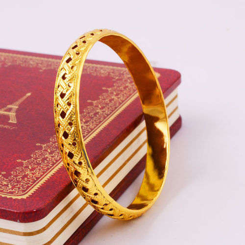 1 Set 14K Yellow Gold Filled Women Bangle Bracelet