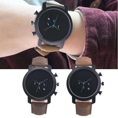 Men Sport Watch Retro Leather Date Day Analog Quartz Luxury Wristwatches