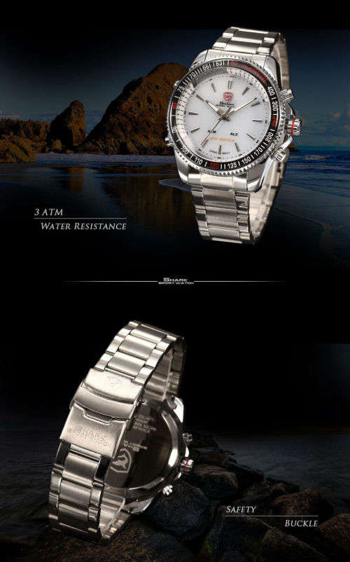 GENUINE Shark Fashion Mens LED Digital Quartz Military Sport Watch