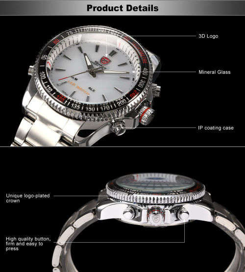 GENUINE Shark Fashion Mens LED Digital Quartz Military Sport Watch