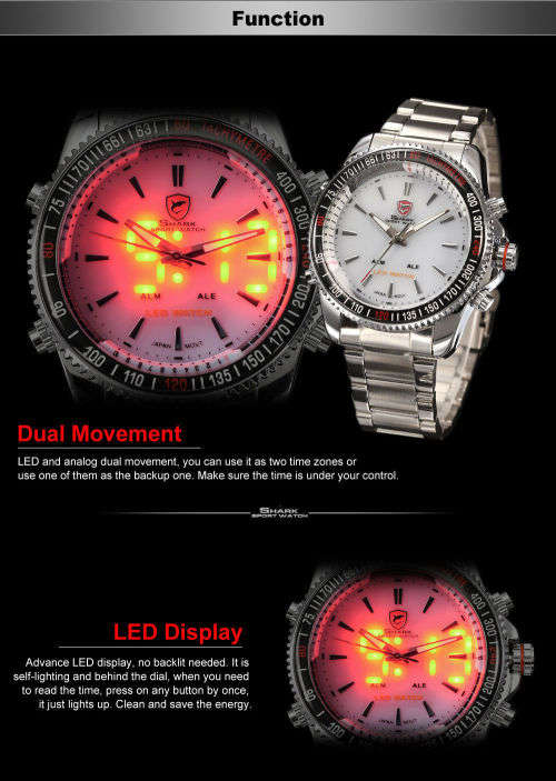 GENUINE Shark Fashion Mens LED Digital Quartz Military Sport Watch