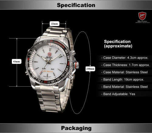 GENUINE Shark Fashion Mens LED Digital Quartz Military Sport Watch