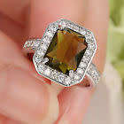Olive Green Peridot Wedding Ring 10KT white Gold Filled Jewelry Size 6