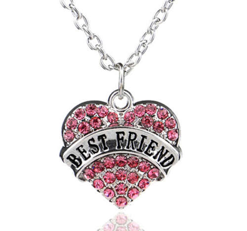 Crystal Love Heart Pendant Rhinestone Necklace - Best Friend