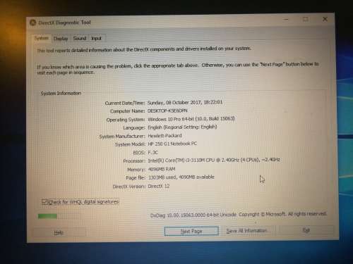 HP i3 250 G1 500GB HD and 4GB Ram