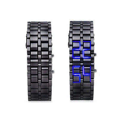 Red LED Vogue Digital Lava Metal Leisure Wrist Watch - BLUE