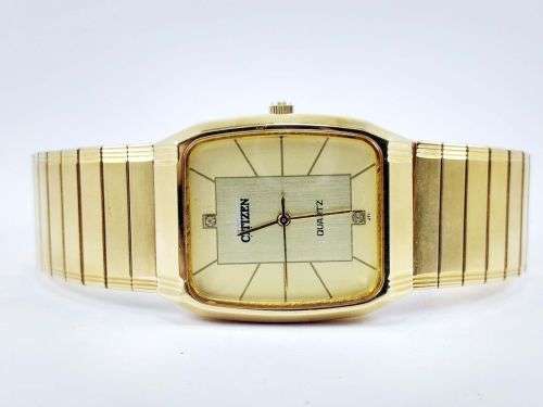 RARE VINTAGE MEN'S CITIZEN QUARTZ 33MM JAPAN MADE WRIST WATCH FOR GENTS WEAR