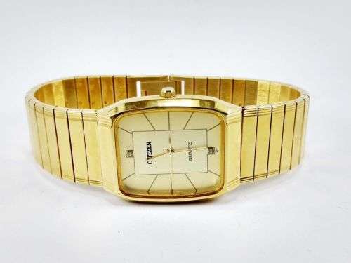 RARE VINTAGE MEN'S CITIZEN QUARTZ 33MM JAPAN MADE WRIST WATCH FOR GENTS WEAR