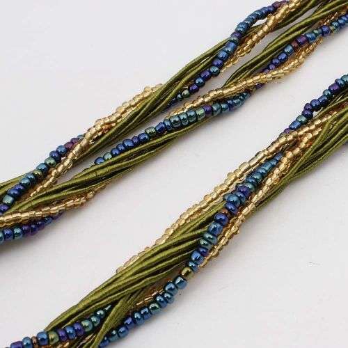 Retro Party Necklace Multi-layer Rope Turquoise Oval Pendant - Green