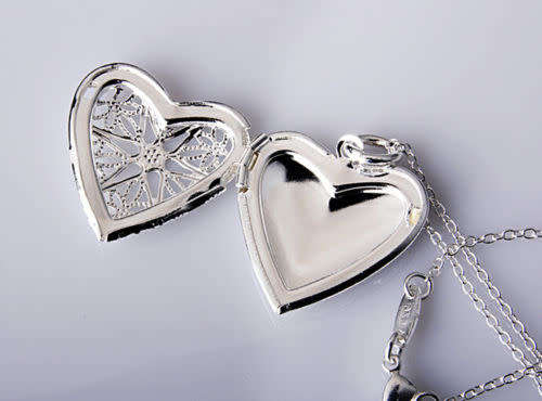 Silver love heart valentine necklace pendant lover locket