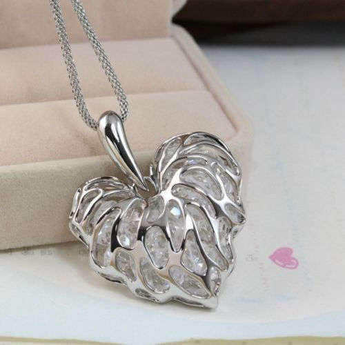 Gold Plated Heart Bib Statement Chain - Silver