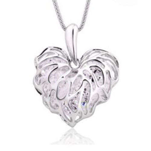 Gold Plated Heart Bib Statement Chain - Silver