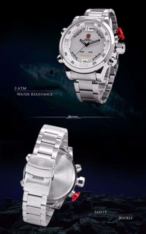 GENUINE Shark Fashion Mens LED Digital Quartz Military Sport Watch Ref26