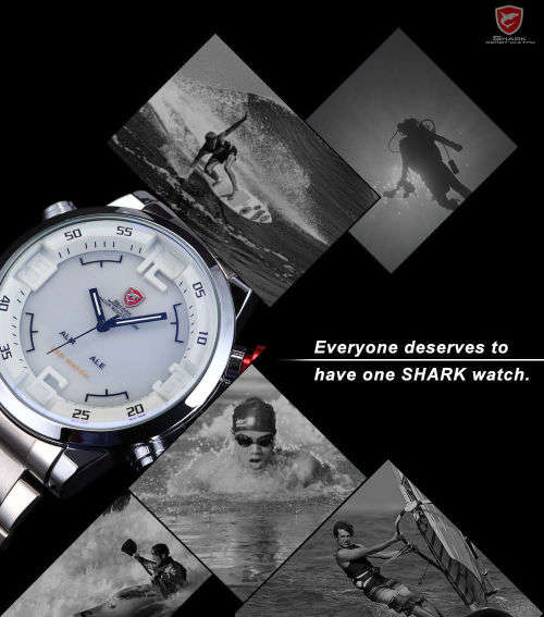 GENUINE Shark Fashion Mens LED Digital Quartz Military Sport Watch Ref26