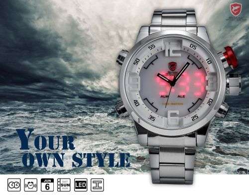GENUINE Shark Fashion Mens LED Digital Quartz Military Sport Watch Ref26