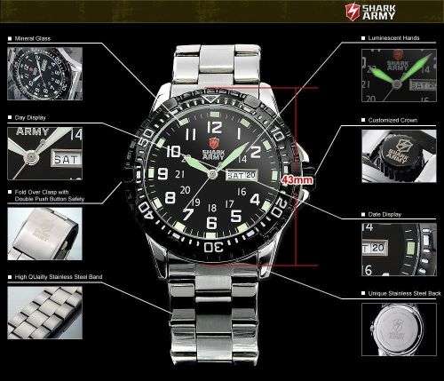 GENUINE Shark Fashion Mens Quartz Military Sport Watch