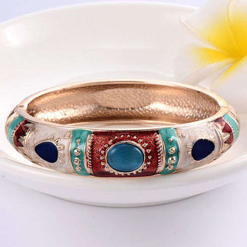 Gold Plated Cubic Zirconia Punk Womens Charm Party Bangles