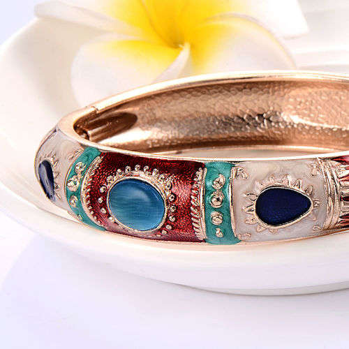 Gold Plated Cubic Zirconia Punk Womens Charm Party Bangles