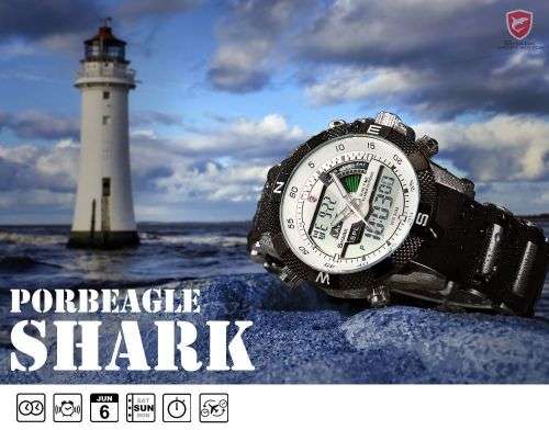 GENUINE SHARK Mens LCD Digital Black Rubber Military Sport Watch Ref18