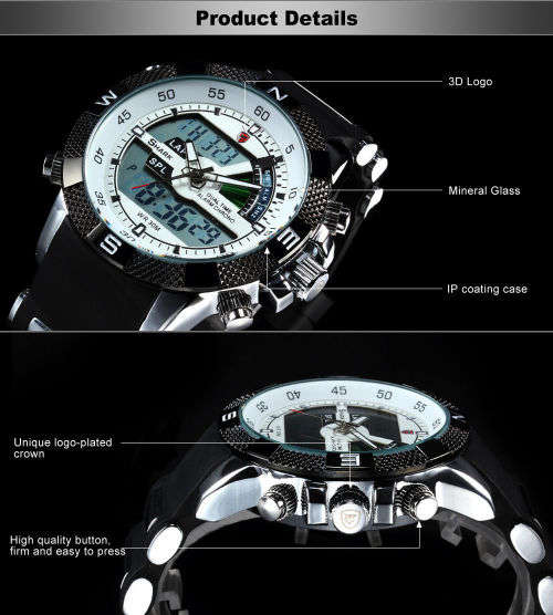 GENUINE SHARK Mens LCD Digital Black Rubber Military Sport Watch Ref18