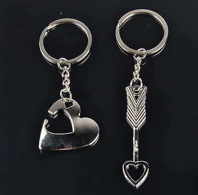 2PCS Keychain Keyring Keyfob Valentine's Day 1Pair Lover Gift Heart Key