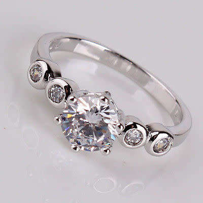 18k white gold filled white sapphire WEDDING gorgeous LUXURY ring Sz 9
