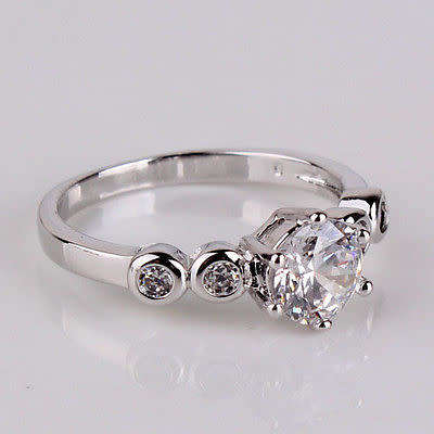 18k white gold filled white sapphire WEDDING gorgeous LUXURY ring Sz 9