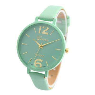 Geneva Women Faux Leather Analog Quartz Wrist Watch Mint Green