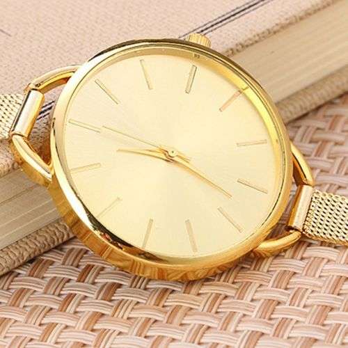 Golden Bracelet Bangle Slim Band Wrist Watch