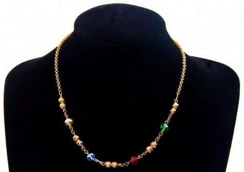 Red Crystal Rhinestone Silver Chain Pendant Necklace