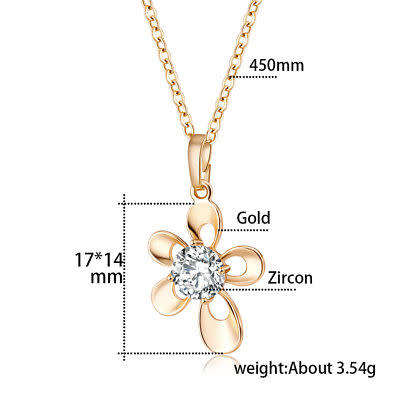 24k Gold Filled Crystal Flower Shaped Necklace