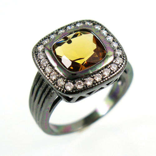 Champagne  Wedding Ring 10KT Black Gold Filled Jewelry Size 7