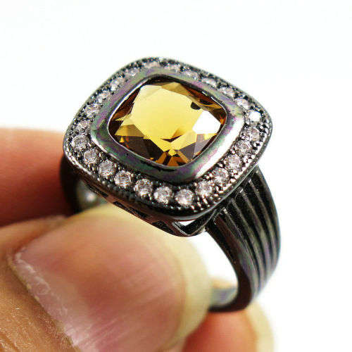 Champagne  Wedding Ring 10KT Black Gold Filled Jewelry Size 7