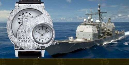 Shark Army Oversize Dual Time Zone Analog Sport Watch  Ref16