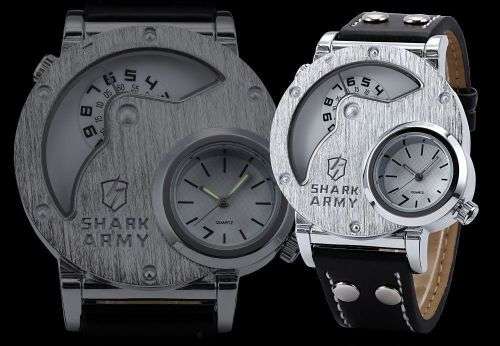 Shark Army Oversize Dual Time Zone Analog Sport Watch  Ref16