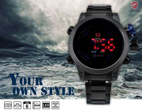 Genuine SHARK Men's LED Digital Date Day Display Alarm Quartz Sport Watch Ref01