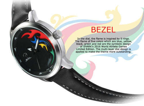 Genuine SHARK Men's Black Leather Band Round Sport Wrist Watch Ref02