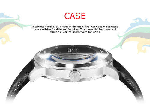 Genuine SHARK Men's Black Leather Band Round Sport Wrist Watch Ref02