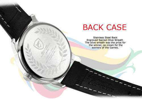 Genuine SHARK Men's Black Leather Band Round Sport Wrist Watch Ref02