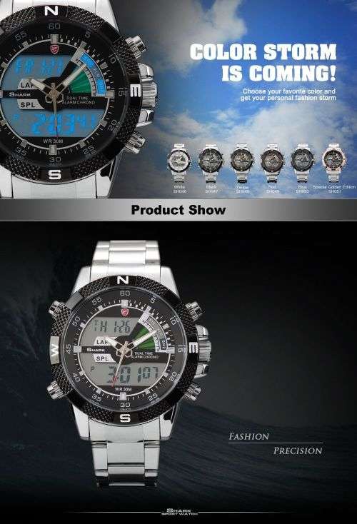 Genuine SHARK Men's LCD Digital Sport Watch Ref04