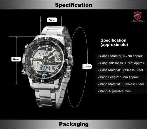 Genuine SHARK Men's LCD Digital Sport Watch Ref04