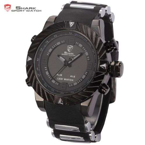 SHARK Men's Black Silicone LED Digital Sport Watch Ref05
