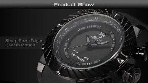 SHARK Men's Black Silicone LED Digital Sport Watch Ref05