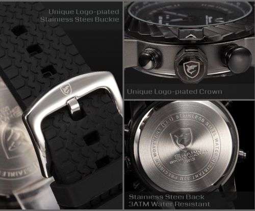 SHARK Men's Black Silicone LED Digital Sport Watch Ref05