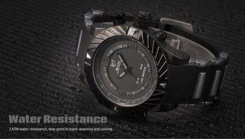 SHARK Men's Black Silicone LED Digital Sport Watch Ref05